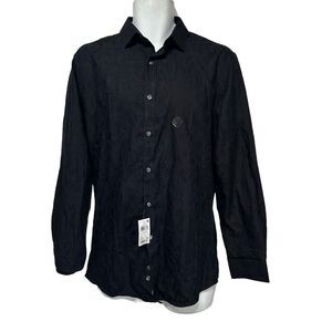 bar iii black camo button up shirt M 15 32/33